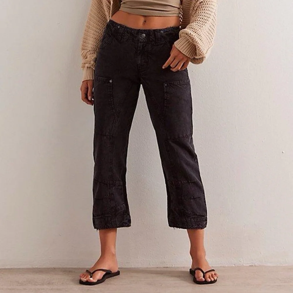 🌻🆕FREE PEOPLE We The Free Supersonic Slim Pants-BLACK COLOR-SIZE 2 & 4 - Picture 4 of 15